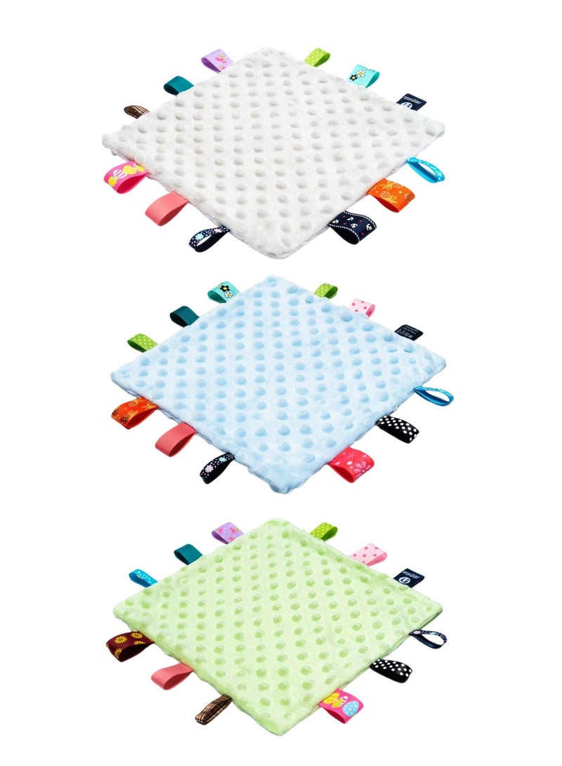 insular Comforting Plush Towel, Baby Soothing Plush Blanket with Colorful Tags - Image 1