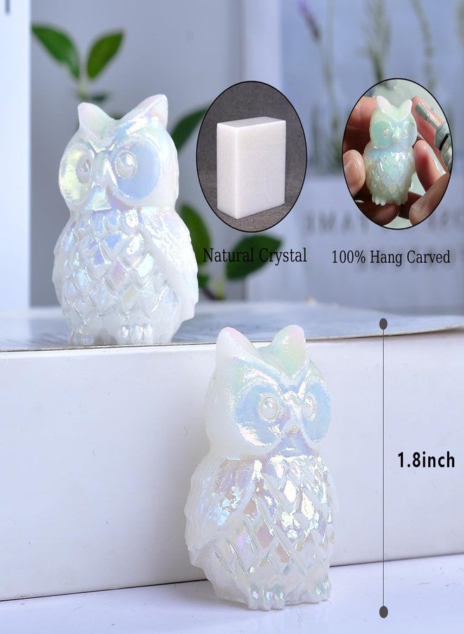 Ytbeoxk 1.9 Inch White Jade Owl Statue Owl Figurine Home Decor, Healing Crystal Cute Decor Figurines,Sculpture Hand-Carved Gemstones,Bedroom Office Spiritual Gift, Owl Gifts for Women Men - Image 2