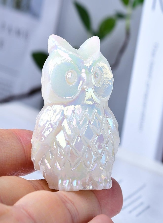 Ytbeoxk 1.9 Inch White Jade Owl Statue Owl Figurine Home Decor, Healing Crystal Cute Decor Figurines,Sculpture Hand-Carved Gemstones,Bedroom Office Spiritual Gift, Owl Gifts for Women Men - Image 3