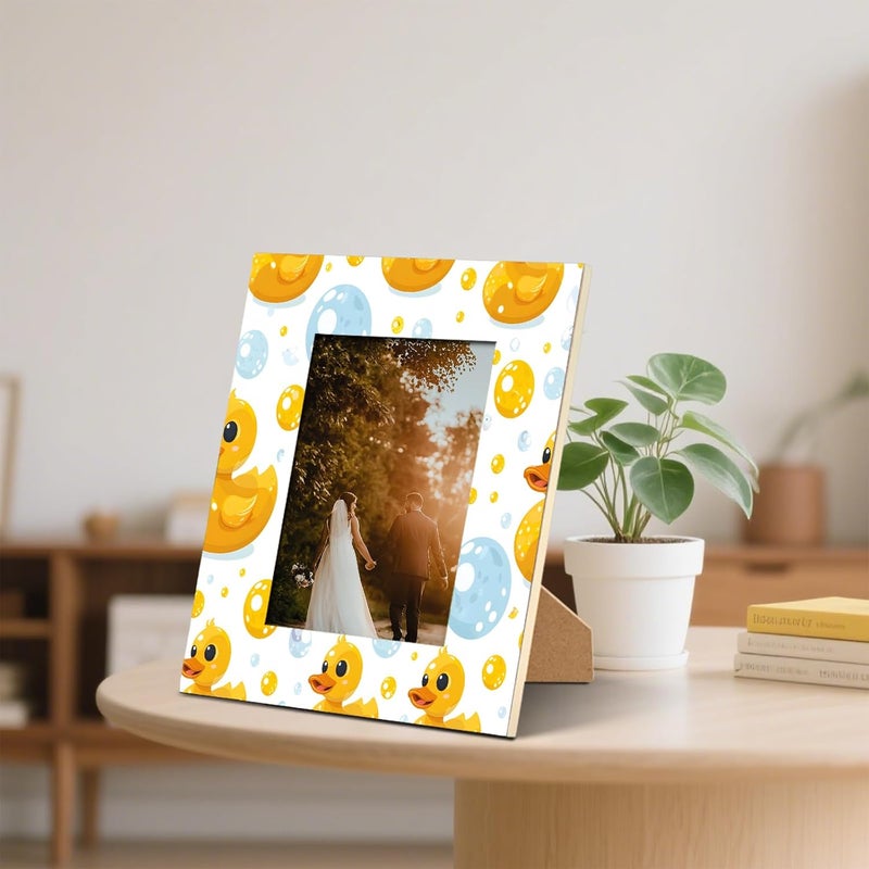 Rubber Duck 4x6 Picture Frame Yellow Blue Bubble Wooden Photo Frame for Wall or Tabletop Display Horizontal and Vertical - Image 5