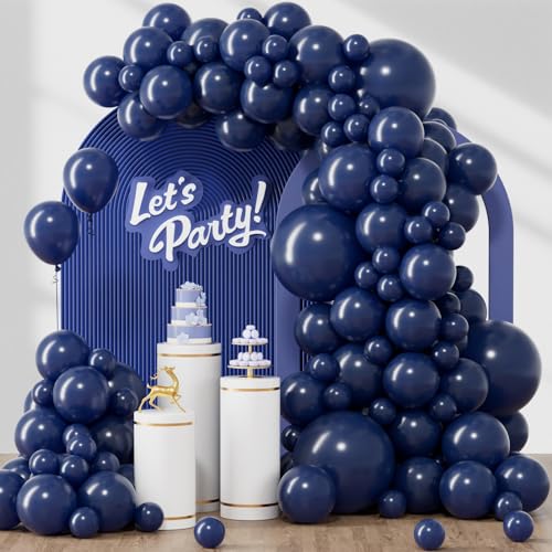 awenztech 120pcs Navy Blue Balloons 18 12 10 5 inch Navy Blue Balloons Different Sizes Dark Blue Balloon Arch Kit for Graduation Wedding Birthday Party Decorations - Image 1