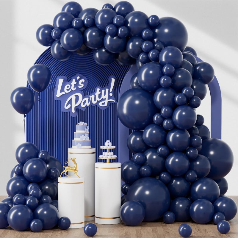 awenztech 120pcs Navy Blue Balloons 18 12 10 5 inch Navy Blue Balloons Different Sizes Dark Blue Balloon Arch Kit for Graduation Wedding Birthday Party Decorations - Image 2
