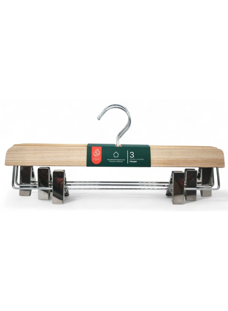 أي كي دي سي علاقات ملابس خشبية من الكبايل مع مشابك، عبوة من 3 قطع - Image 1