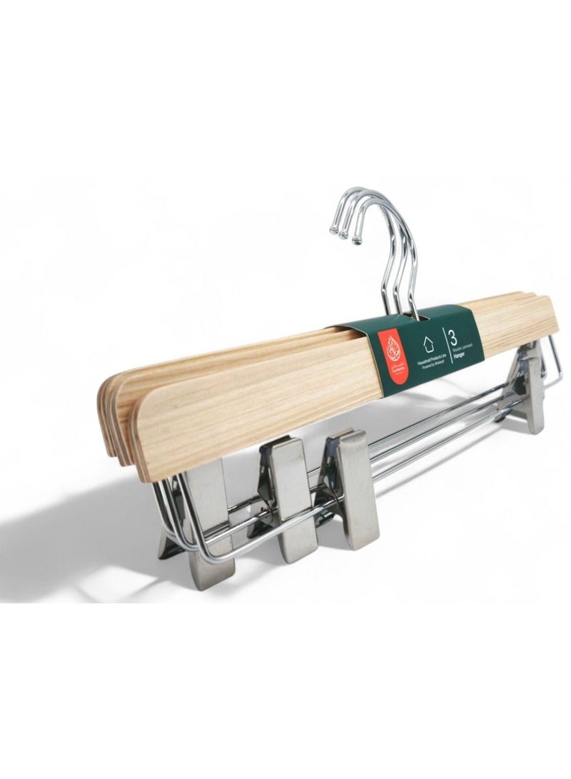 أي كي دي سي علاقات ملابس خشبية من الكبايل مع مشابك، عبوة من 3 قطع - Image 2