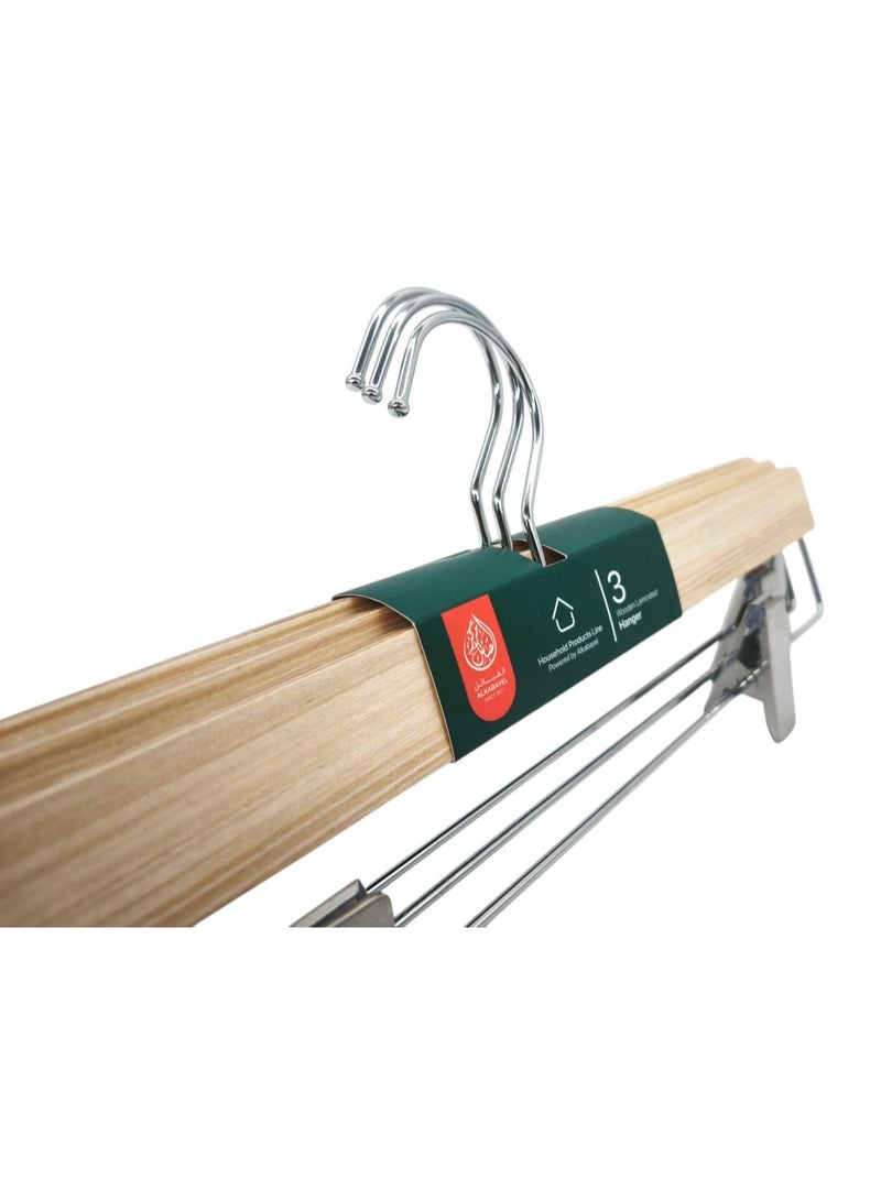 أي كي دي سي علاقات ملابس خشبية من الكبايل مع مشابك، عبوة من 3 قطع - Image 3