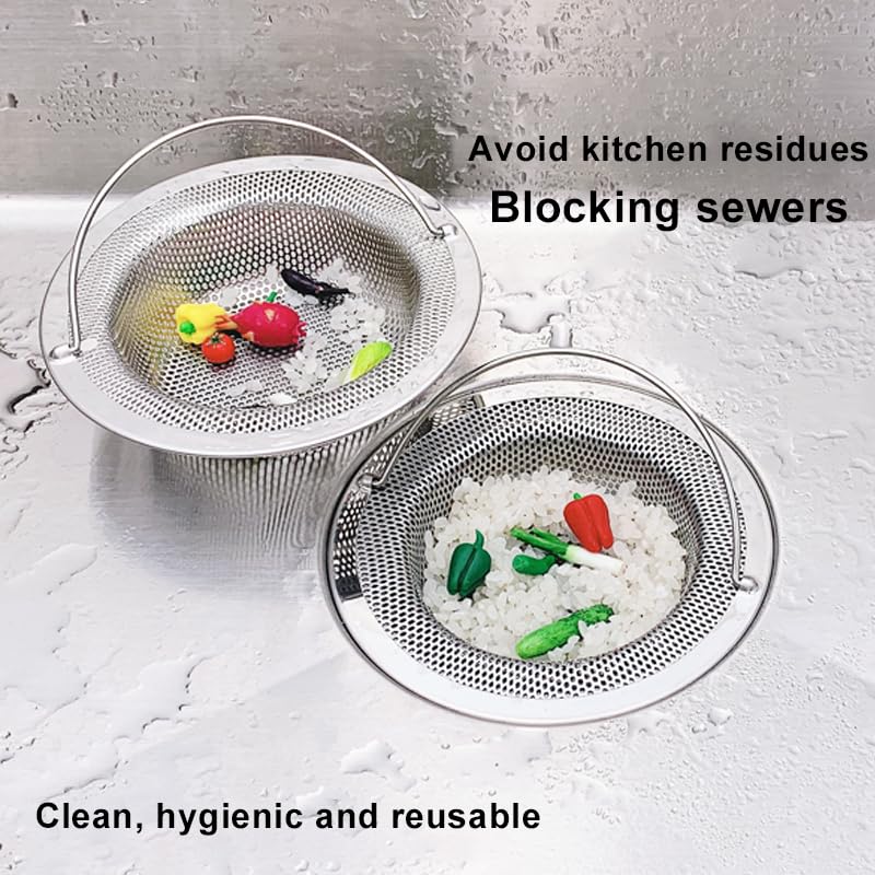 MobFest® Heavy Duty Stainless Steel Sink Strainer with Handle, Drain Baket Food Waste Hair Catcher Filter Stopper Trap Kitchen Jali, Rustproof, Double Edging, 2mm Perforated Holes, 11 cm, 1 Piece - Image 5