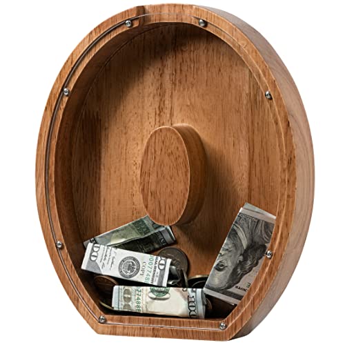 ladenk Piggy Bank for Kids Boys Girls Wooden Large Letter Piggy Bank Alphabet Money Bank with Initial O Coin Bank Fun Gifts for Birthday Christmas Festival Baby Shower - Image 1