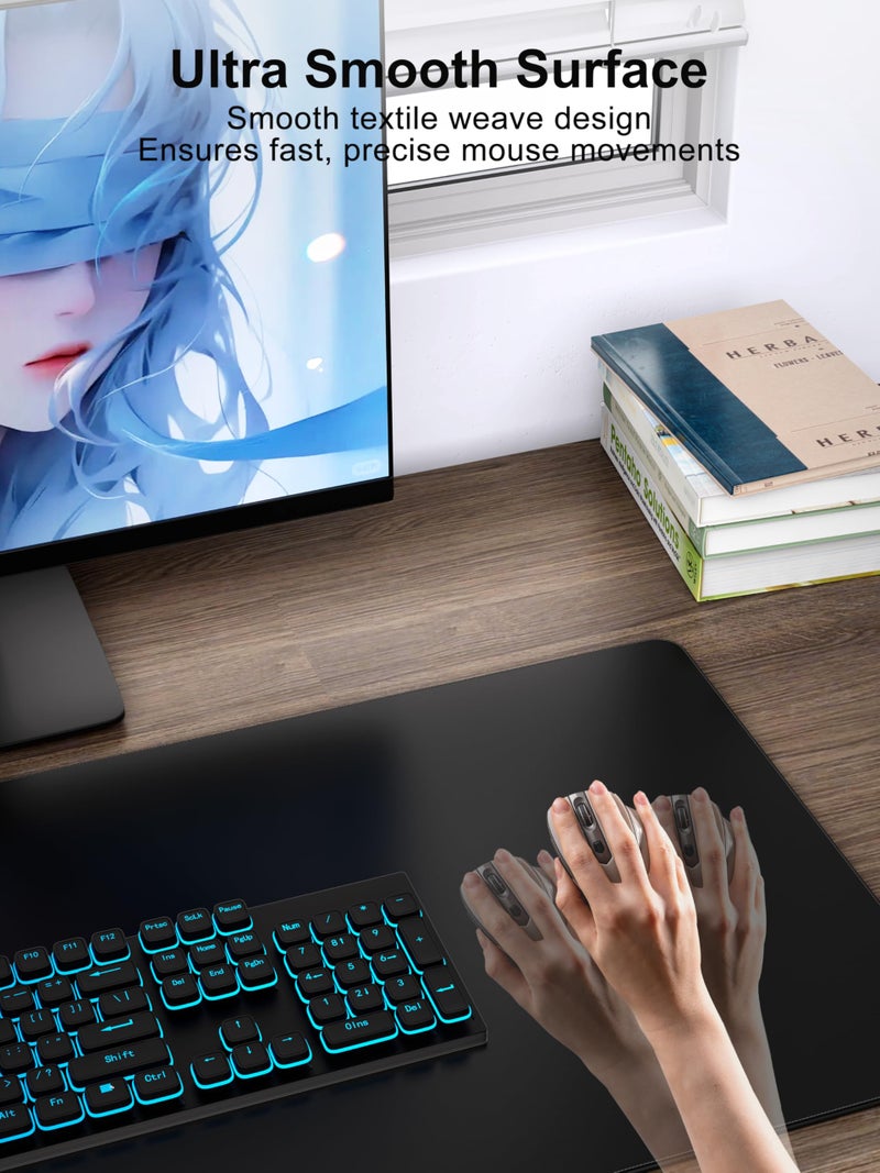 TopMade Wireless Charging Mouse Pad, Waterproof Gaming Mousepad with Ultra-Smooth Surface, Non-Slip Base, 31.5"x15.75" XXL Large Desk Pad, Classic Black Computer Desk Mat for MacBook, PC, Laptop - Image 4