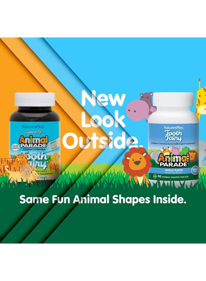 NaturesPlus Natures Plus Animal Parade Tooth Fairy Children's Chewables - Natural Vanilla Flavor - 90 Animal-Shaped Tablets - Dental Health Supplement - Vegetarian, Gluten Free - 45 Servings - Image 2