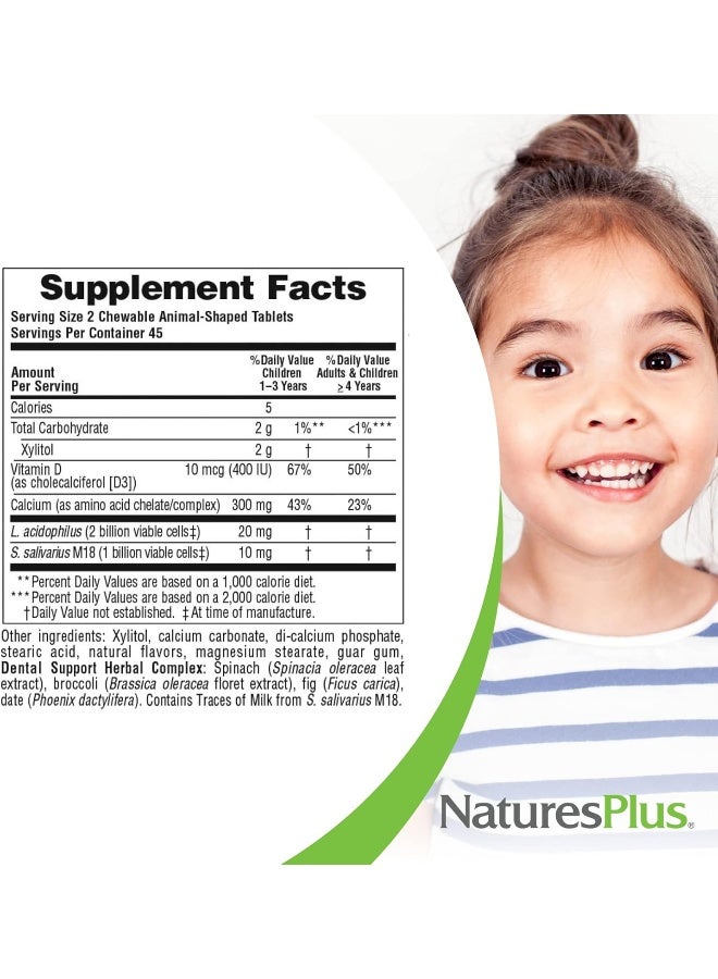 NaturesPlus Natures Plus Animal Parade Tooth Fairy Children's Chewables - Natural Vanilla Flavor - 90 Animal-Shaped Tablets - Dental Health Supplement - Vegetarian, Gluten Free - 45 Servings - Image 5