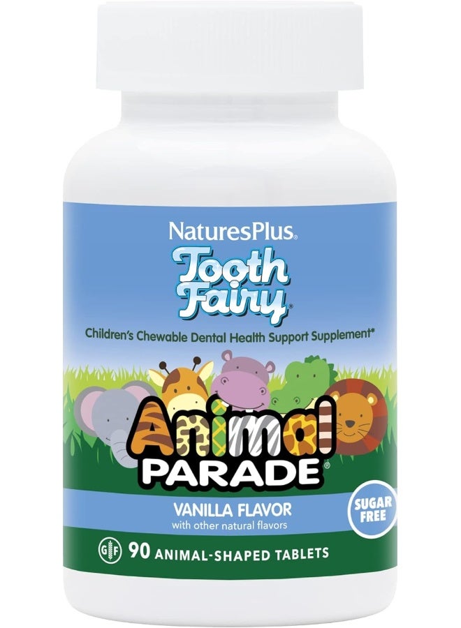 NaturesPlus Natures Plus Animal Parade Tooth Fairy Children's Chewables - Natural Vanilla Flavor - 90 Animal-Shaped Tablets - Dental Health Supplement - Vegetarian, Gluten Free - 45 Servings - Image 1