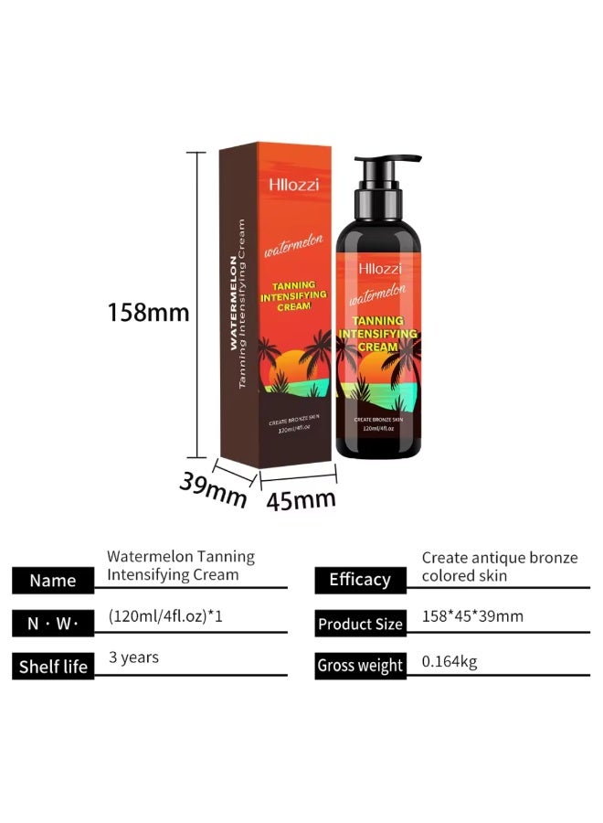 Hllozzi 120ml Watermelon Tanning Intensifying Cream for Men and Women Create Bronze Skin Extreme Intensive Tanning Soft Gel Tanning Lotion Accelerator Tanning Cream Self Tanner Cream for Skin Tanning Sunless Tanner - Image 3