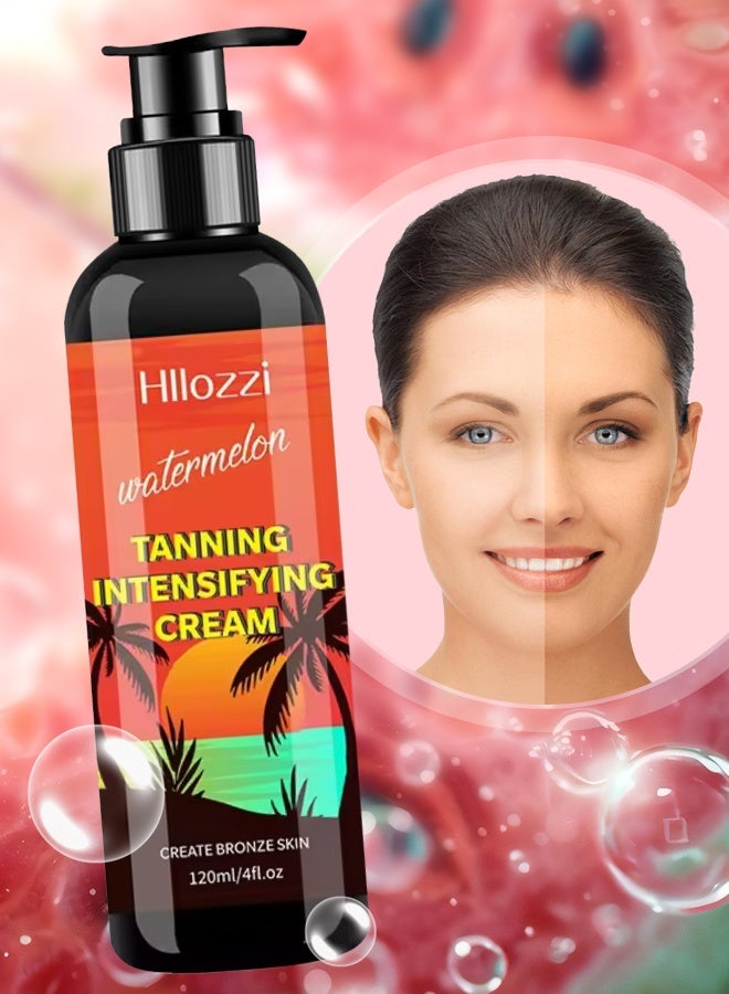 Hllozzi 120ml Watermelon Tanning Intensifying Cream for Men and Women Create Bronze Skin Extreme Intensive Tanning Soft Gel Tanning Lotion Accelerator Tanning Cream Self Tanner Cream for Skin Tanning Sunless Tanner - Image 1