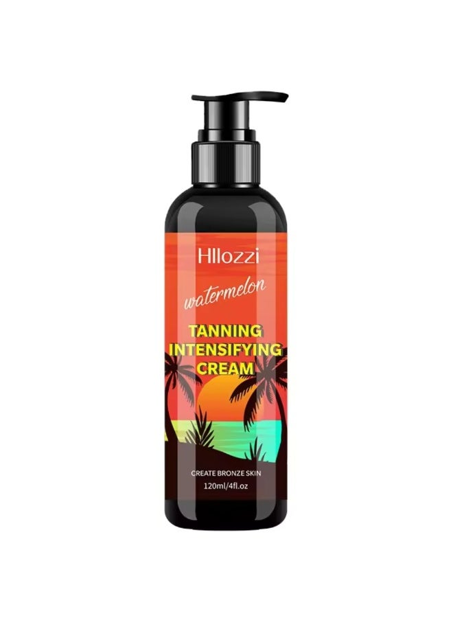 Hllozzi 120ml Watermelon Tanning Intensifying Cream for Men and Women Create Bronze Skin Extreme Intensive Tanning Soft Gel Tanning Lotion Accelerator Tanning Cream Self Tanner Cream for Skin Tanning Sunless Tanner - Image 2