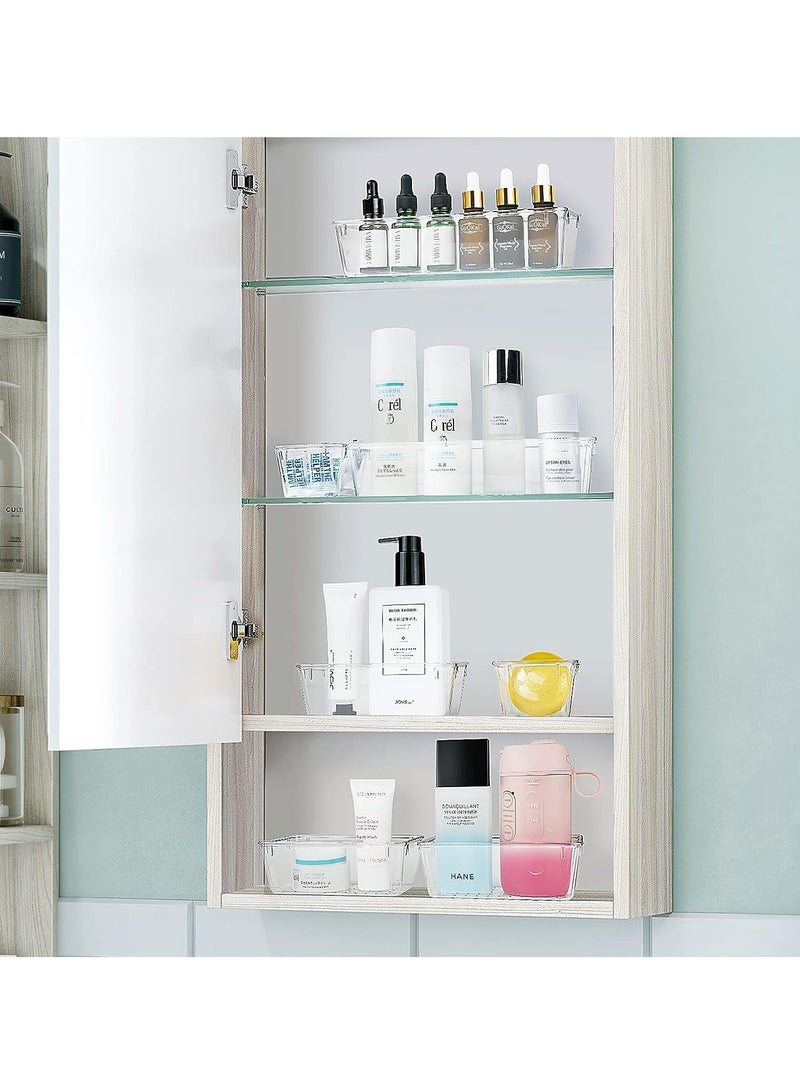 ليدين مجموعة منظم أدراج بلاستيكية شفافة 25 قطعة، 4 أحجام لمنظمات مقسم أدراج المكتب وصناديق تخزين للمكياج والمجوهرات والأدوات للمطبخ وغرفة النوم والحمام والمكتب (شفاف) - Image 4