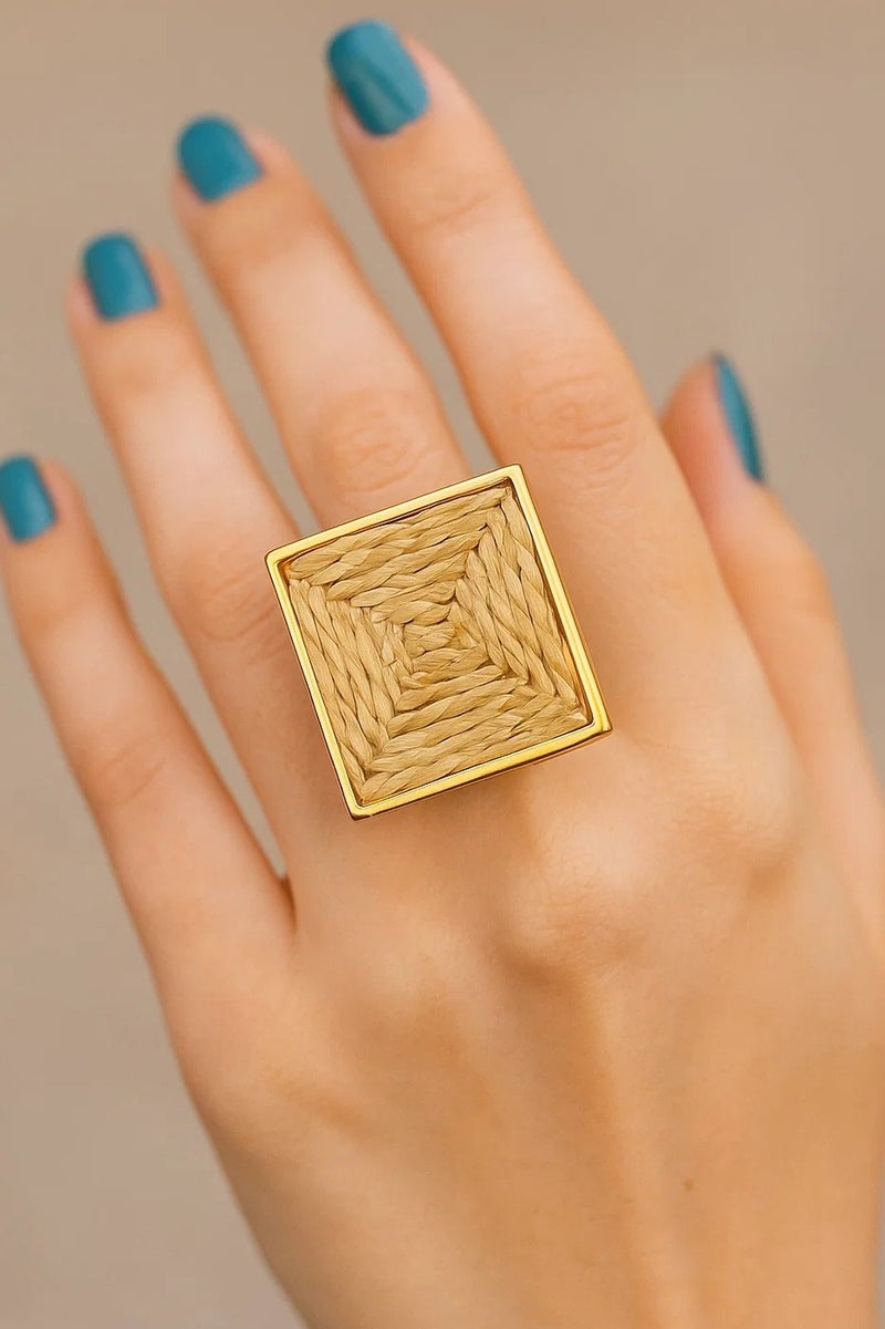 Vbranda Geometric Woven Ring Stainless Steel Pure RI-20 