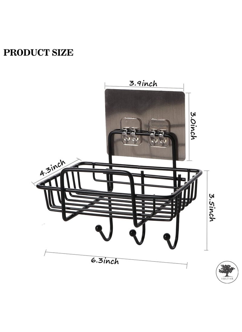 sulfar MS Self Adhesive Bathroom Shelf for Wall, Shelf Organizer, Kitchen Shelf with Magic Stickers - Pack of 1 (Black)  - Image 2