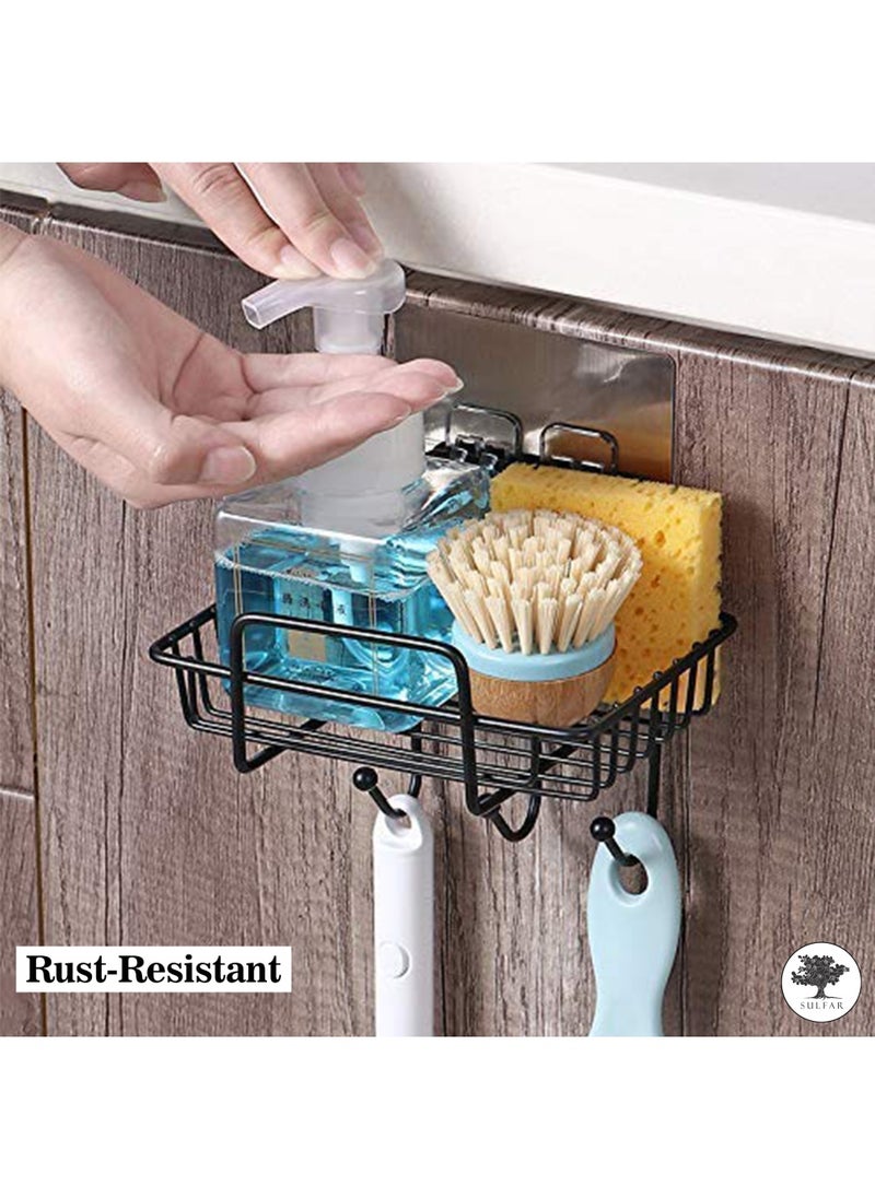 sulfar MS Self Adhesive Bathroom Shelf for Wall, Shelf Organizer, Kitchen Shelf with Magic Stickers - Pack of 1 (Black)  - Image 5