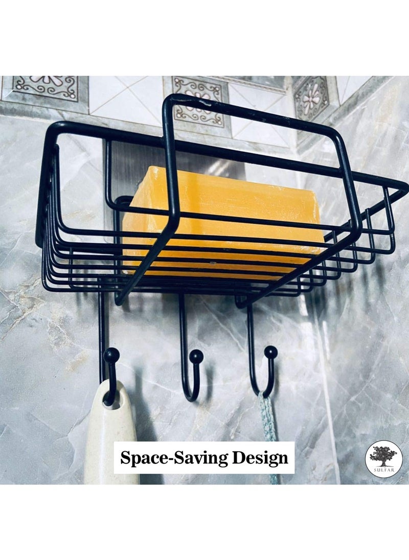 sulfar MS Self Adhesive Bathroom Shelf for Wall, Shelf Organizer, Kitchen Shelf with Magic Stickers - Pack of 1 (Black)  - Image 4