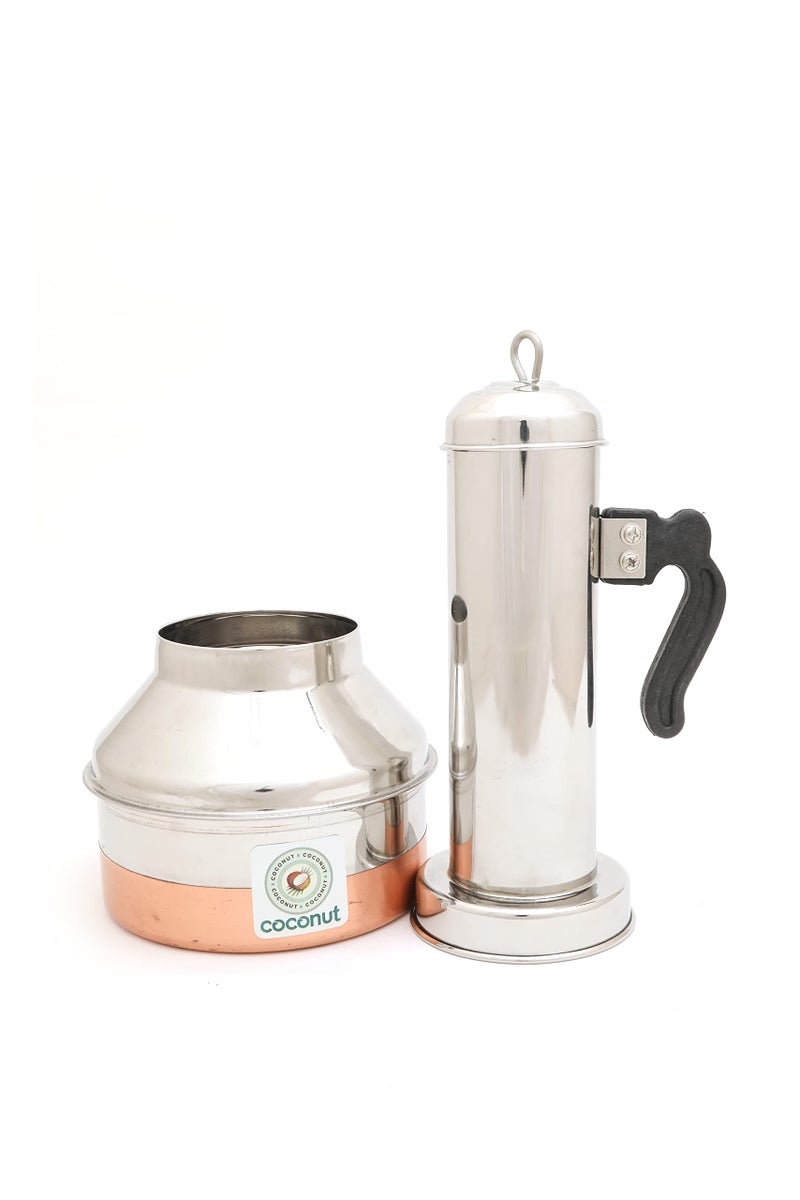 Coconut Stainless Steel Copper Bottom Puttu Maker/Puttu Kodam with Lid - 1 Unit - 13.5 Inches - Image 5