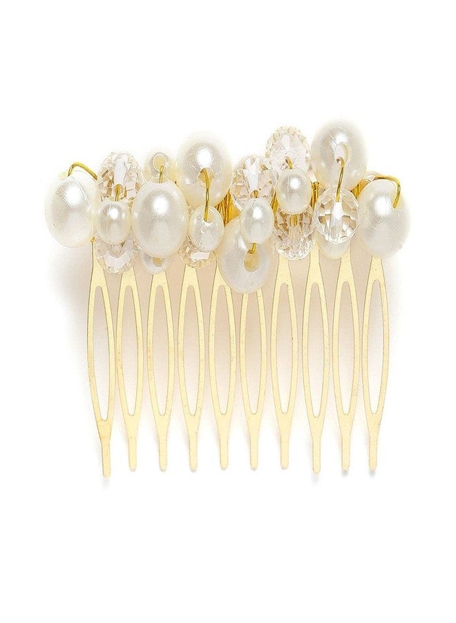 DHANABAPA Hair Accessories For Women's & Girls Stylish Crystal Pearls Bun Juda Bridal Brooch for Hairstyle & Decoration Pins & Clips for Style of Bride - 1 Pcs, Gold. - Image 1