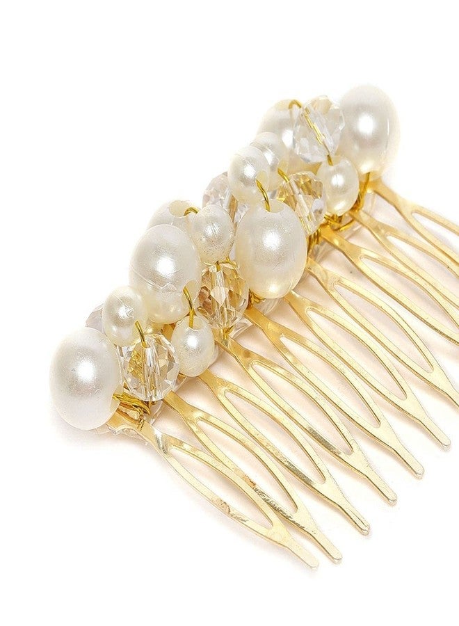 DHANABAPA Hair Accessories For Women's & Girls Stylish Crystal Pearls Bun Juda Bridal Brooch for Hairstyle & Decoration Pins & Clips for Style of Bride - 1 Pcs, Gold. - Image 3