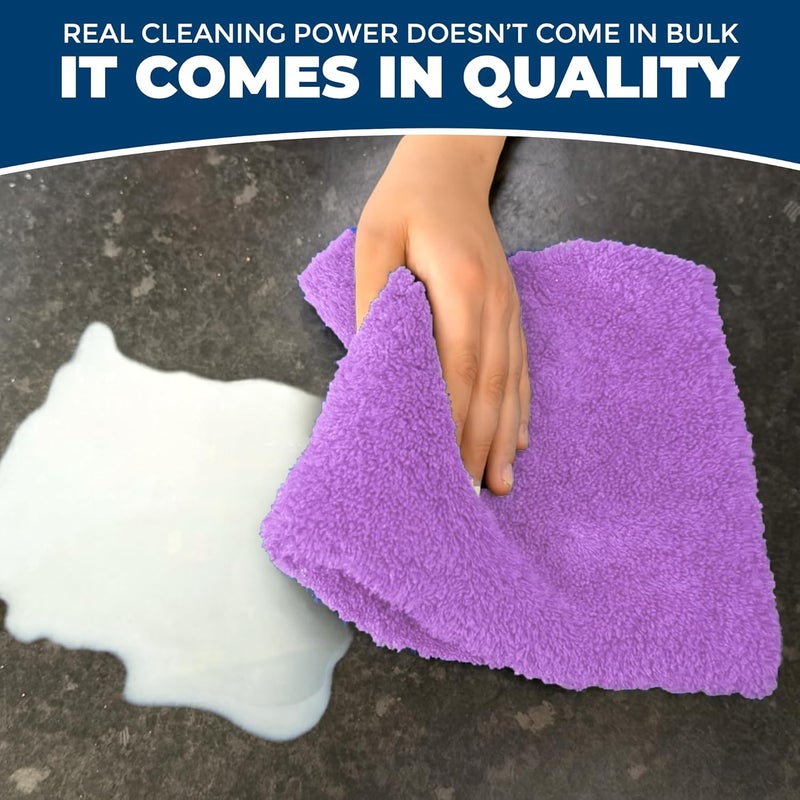 Towelogy Ultra Thick Microfibre Cleaning Cloths - 500GSM, 40x40cm, Pack of 6, Purple - Image 3