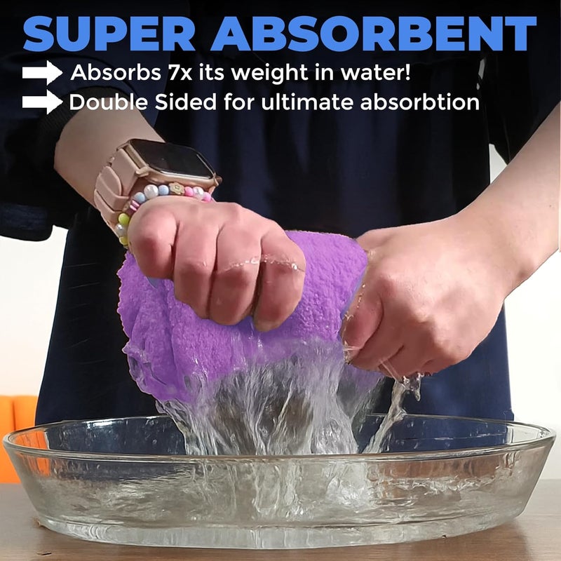 Towelogy Ultra Thick Microfibre Cleaning Cloths - 500GSM, 40x40cm, Pack of 6, Purple - Image 4