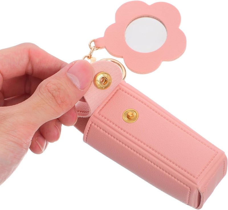 2pcs Mini Lipstick Case with Mirror Keychain, Portable Lipstick Pouch Holder for Travel and Purse, Small Cosmetic Organizer for Lip Gloss and Makeup Storage - Image 4
