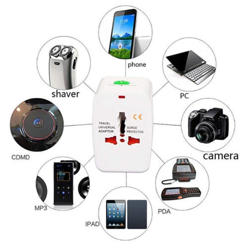 DS ENTERPRISE All in One Universal Adapter Dual USB Charger Ports MultiPlug with LED Indicator SurgeSpike Protector Power Charger Plug with for Compatible Smart Phone Mobile Laptop Camera Tablet More - Image 3