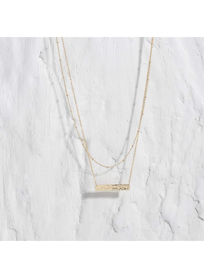 MEVECCO Gold Layered Bar Necklace for Women,18K Gold Plated Cute Balance Horizontal Charm Satellite Bead Chain Necklace - Image 4