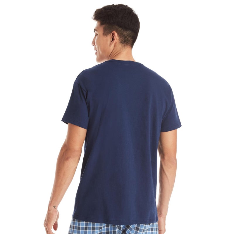 Hanes Men's T-Shirt, Moisture-Wicking Cotton Crewneck Pocket Tees, 6-Pack, Grey Heather, Black, Hiker Green Heather, White, Navy, Blue Heather - Image 3