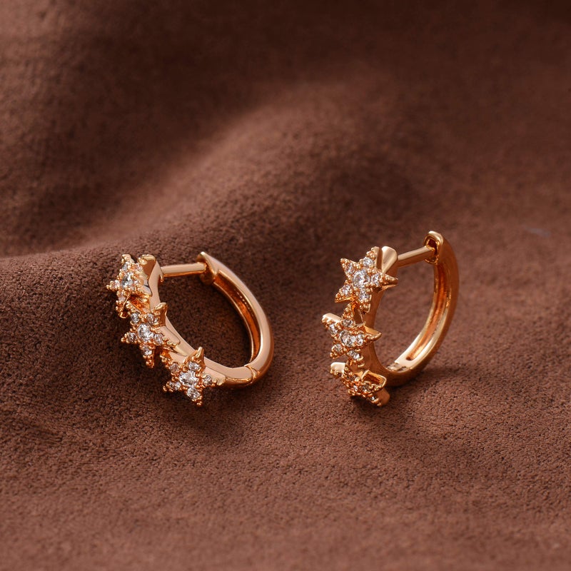 VACRONA Cubic Zirconia Star Huggie Earrings 14k Gold Plated Tiny Star Earrings Small Huggie Hoop Earrings Simple Lightweight Hoops Gift for Women - Image 4