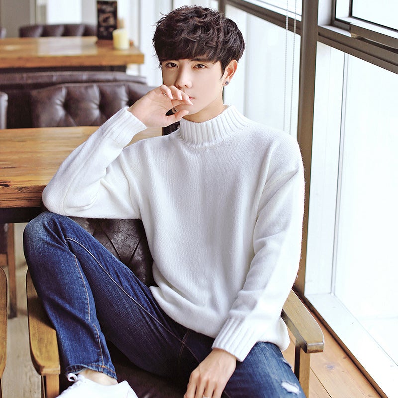 Half Turtleneck Men'S Sweater 2018 Korean Slim Fit Tide Young Student Sweater Men'S Sweater - Image 4