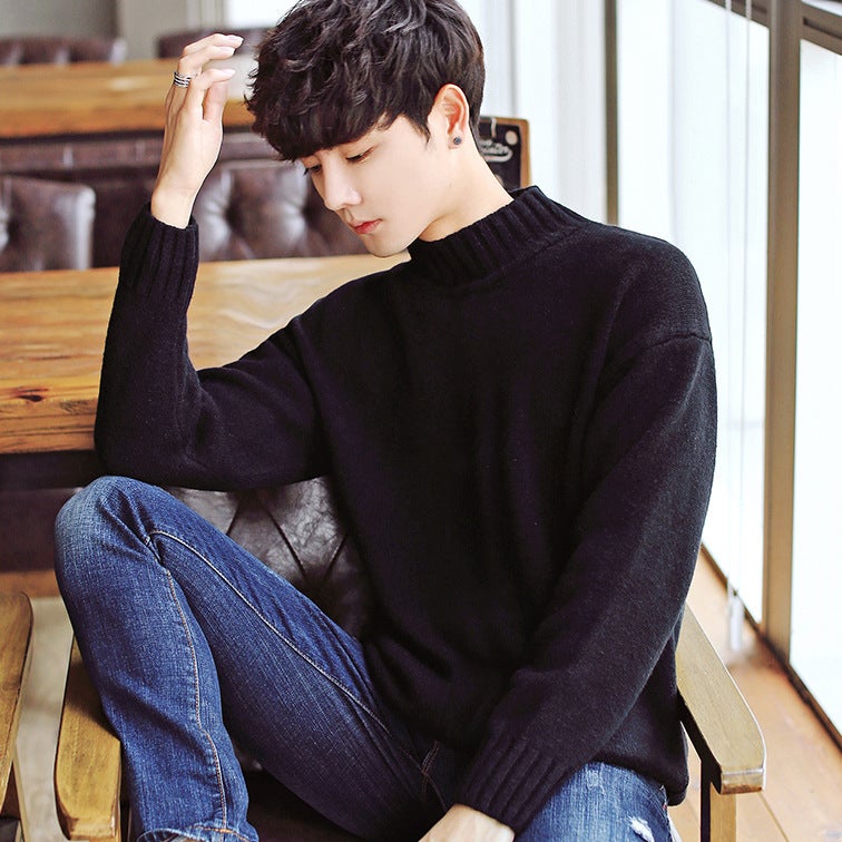 Half Turtleneck Men'S Sweater 2018 Korean Slim Fit Tide Young Student Sweater Men'S Sweater - Image 3