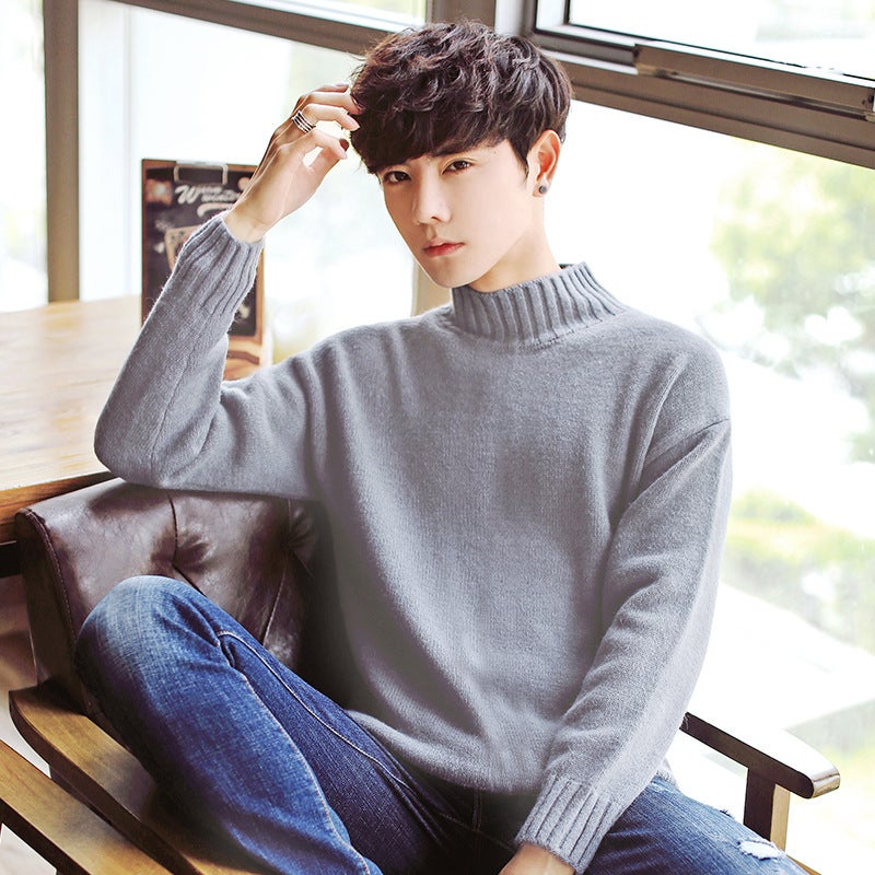 Half Turtleneck Men'S Sweater 2018 Korean Slim Fit Tide Young Student Sweater Men'S Sweater - Image 2