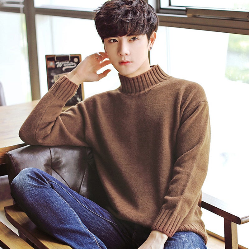 Half Turtleneck Men'S Sweater 2018 Korean Slim Fit Tide Young Student Sweater Men'S Sweater - Image 1