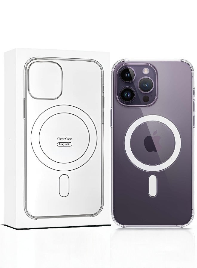 Magnetic mobile phone case (iPhone 14 Pro Max), compatible with MagSafe, thin transparent mobile phone cover, shockproof, made of thermoplastic polyurethane - Image 1