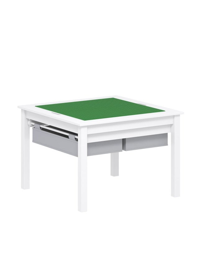 UTEX 2 In 1 Kids Construction Play Table With Storage Drawers And Built In Plate White - Image 1