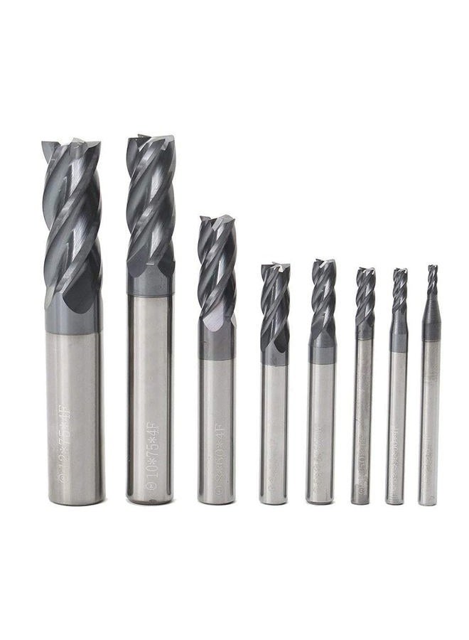 Home of quality tools CNC End Mill Set, Carbide Tungsten Steel 4 Fultes Milling Cutter, Router Bits Rotary Bits Tool Straight Shank 2-12mm 8pcs - Image 1