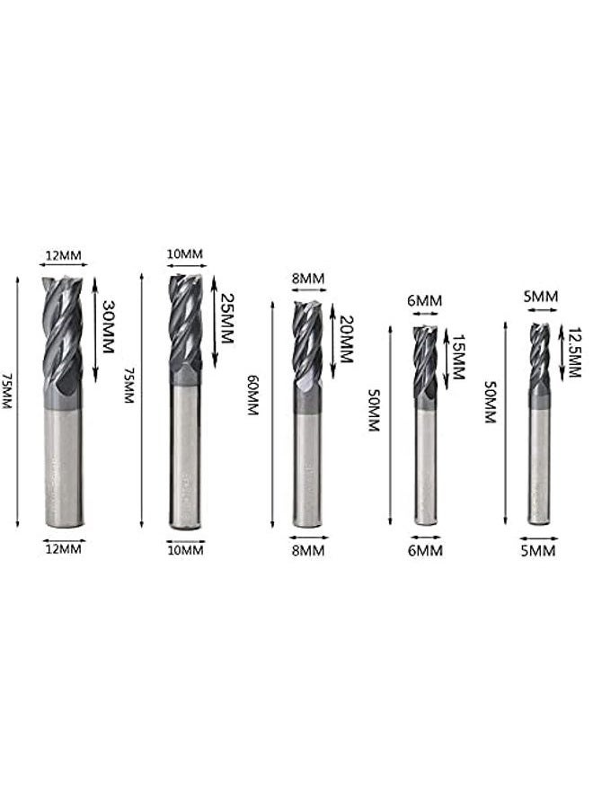 Home of quality tools CNC End Mill Set, Carbide Tungsten Steel 4 Fultes Milling Cutter, Router Bits Rotary Bits Tool Straight Shank 2-12mm 8pcs - Image 3