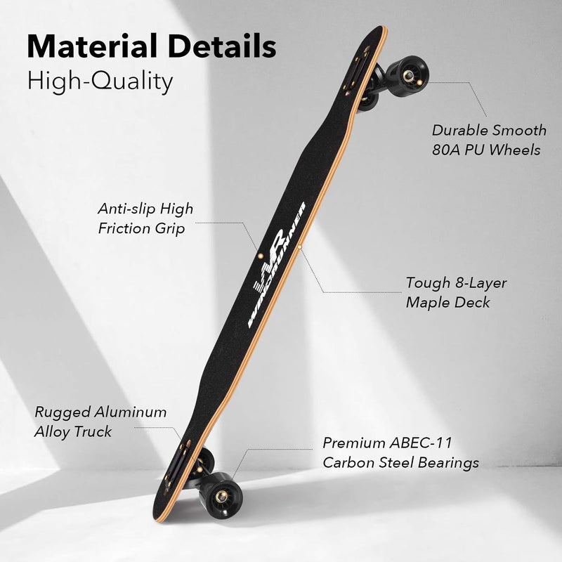 Windrunner 41inch Freeride Longboard Skateboard,8-Ply Natural Maple Drop Through Freestyle Complete Skateboard Cruiser Pintail for Cruising,Carving,Free-Style and Downhill with T-Tool - Image 5