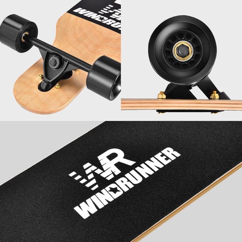 Windrunner 41inch Freeride Longboard Skateboard,8-Ply Natural Maple Drop Through Freestyle Complete Skateboard Cruiser Pintail for Cruising,Carving,Free-Style and Downhill with T-Tool - Image 4