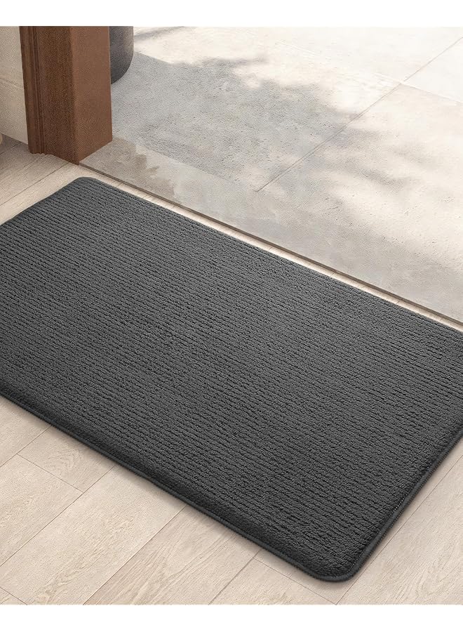 The Bros حصائر أبواب داخلية 50 × 80 سم، حصائر أبواب داخلية قابلة للغسل، حصائر لالتقاط الأوساخ داخل المنزل غير قابلة للانزلاق، حصائر داخلية ماصة لباب المدخل، حصيرة حاجز (أسود) - Image 1