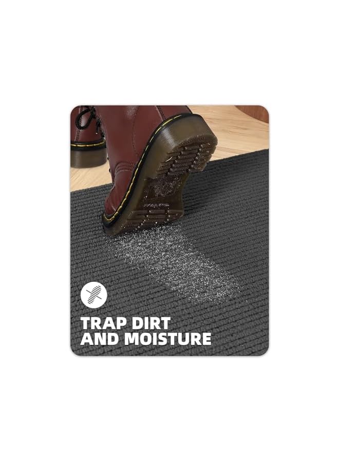 The Bros حصائر أبواب داخلية 50 × 80 سم، حصائر أبواب داخلية قابلة للغسل، حصائر لالتقاط الأوساخ داخل المنزل غير قابلة للانزلاق، حصائر داخلية ماصة لباب المدخل، حصيرة حاجز (أسود) - Image 2