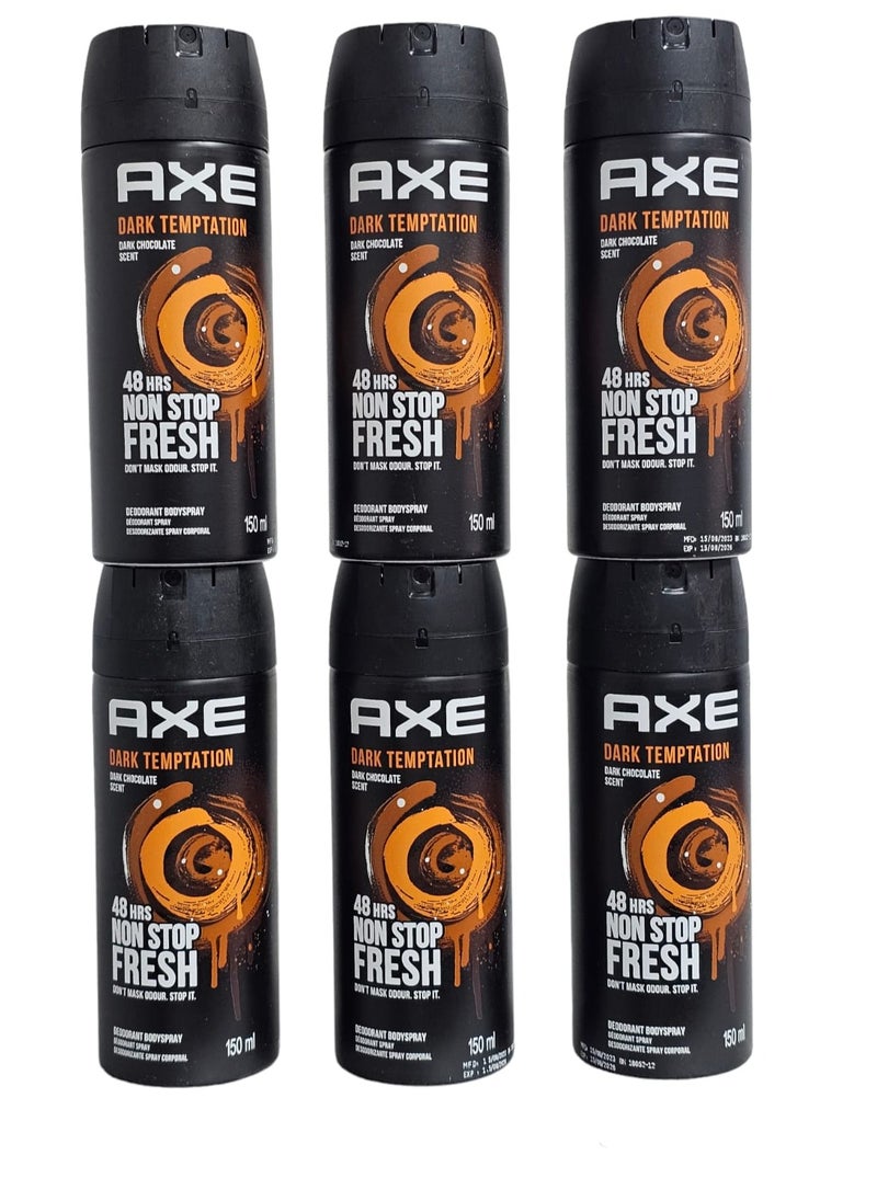 Axe Set of 6 Packs Deodorant Spray Dark Temptation 150x6ml  - Image 1