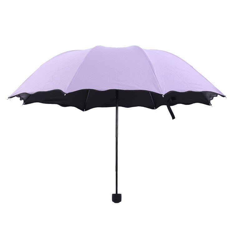 Ruffled Water Flowering Sunny Umbrella Three Folding Sunscreen Umbrella UV Protection Sunshade Umbrella Making Logo Purple 