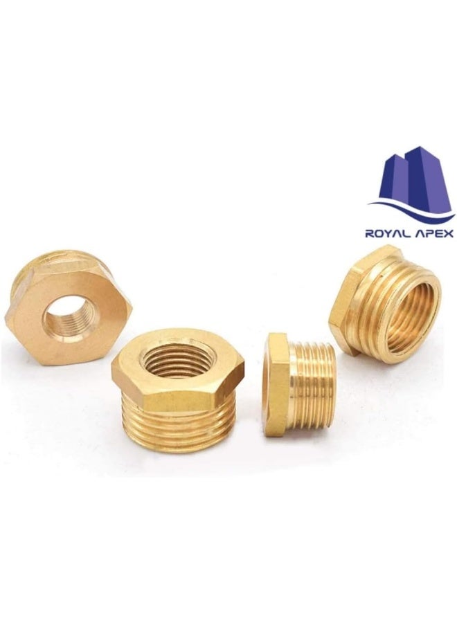 Royal Apex عبوة من 2 مخفض نحاسي خيوط ذكر BSP إلى خيوط أنثى BSP مخفض سداسي موصل محول (1/2''X1/4'') - Image 3