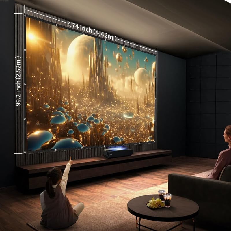 QUARSON Upgraded 200 inch Projector Screen,4K 16:9 Portable Eyelet Premium Video Foldable Projection for HD Home Theater Cinema Anti-Crease Indoor Outdoor Office Classroom (443 cm (W) x249 cm (H))#5 - Image 2