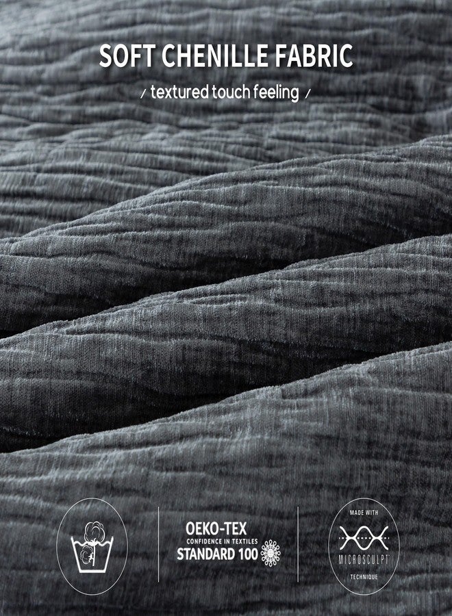 COTTEBED Reversible Chenille Cotton Twin Bed Comforter Set, Luxury Textured Stripe Soft Bedding Down Comforter for Kid Child Teen Boy College Dorm, Lightweight All Season Use(Grey,Twin/Twin XL) - Image 5